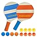 Pandahero Beach Paddle Ball Set 2 Wooden Rackets with 8 Waterproof Balls 4 Mini Hockey Balls Outdoor Matkot Game for Adults Beach Poolside Backyard Fun - Image 3