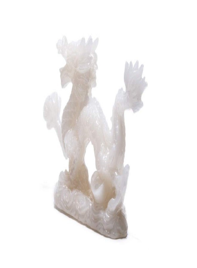 DMtse Chinese Feng Shui White Dragon and Lucky Figurine Statue for Luck & Success 4 inch Long - Image 3