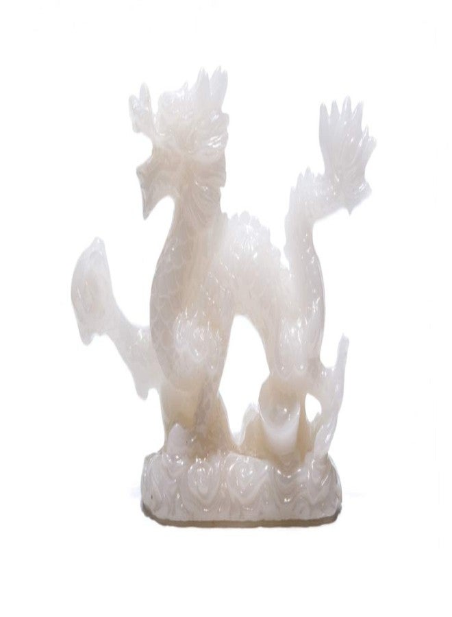 DMtse Chinese Feng Shui White Dragon and Lucky Figurine Statue for Luck & Success 4 inch Long - Image 2