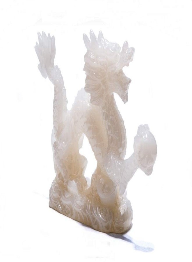 DMtse Chinese Feng Shui White Dragon and Lucky Figurine Statue for Luck & Success 4 inch Long - Image 1