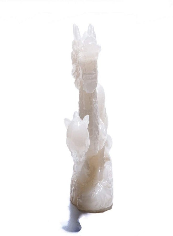 DMtse Chinese Feng Shui White Dragon and Lucky Figurine Statue for Luck & Success 4 inch Long - Image 4