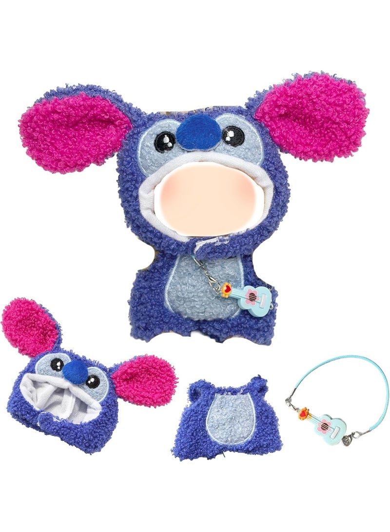 GUDOO طقم ملابس دمى أزرق مكون من 3 قطع لدمى بحجم 17 سم، يشمل الطقم 1 بدلة، 1 قبعة، و1 قلادة للفتيات. الهدية المثالية، ولا يشمل الدمية. - Image 1