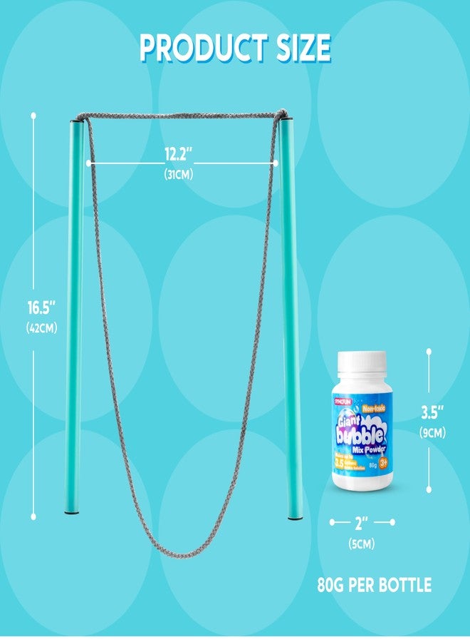 SYNCFUN Giant Bubble Wand Kit (3-Piece Set) with Concentrate Solution-Up to 3.5 Gallons, Big Bubble Wand Set with Mix Powder, Outdoor Toy for Kids, Boys, Girl, Party, Summer - Image 2