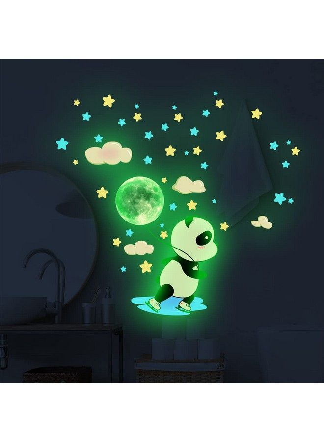 Kiddale Glow In The Dark Panda Wall Stickers38 Pcs Fluorescence Animal Star Moon Cloud Decals Girls Baby Kids Bedroom Nursery Classroom Luminous Wall Decorations - Image 5