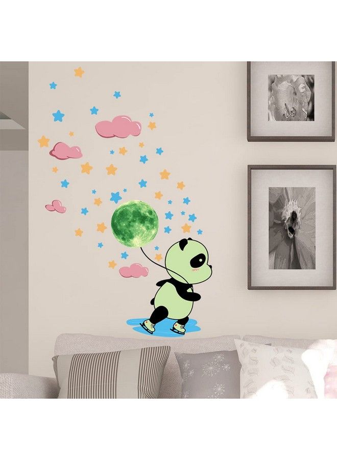 Kiddale Glow In The Dark Panda Wall Stickers38 Pcs Fluorescence Animal Star Moon Cloud Decals Girls Baby Kids Bedroom Nursery Classroom Luminous Wall Decorations - Image 4