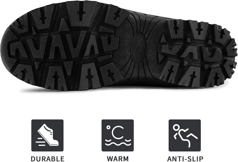 mysoft Men's Winter Snow Boots Mid Calf Waterproof Insulated Fur Lined Warm Anti-Slip Zip Boot - Image 4