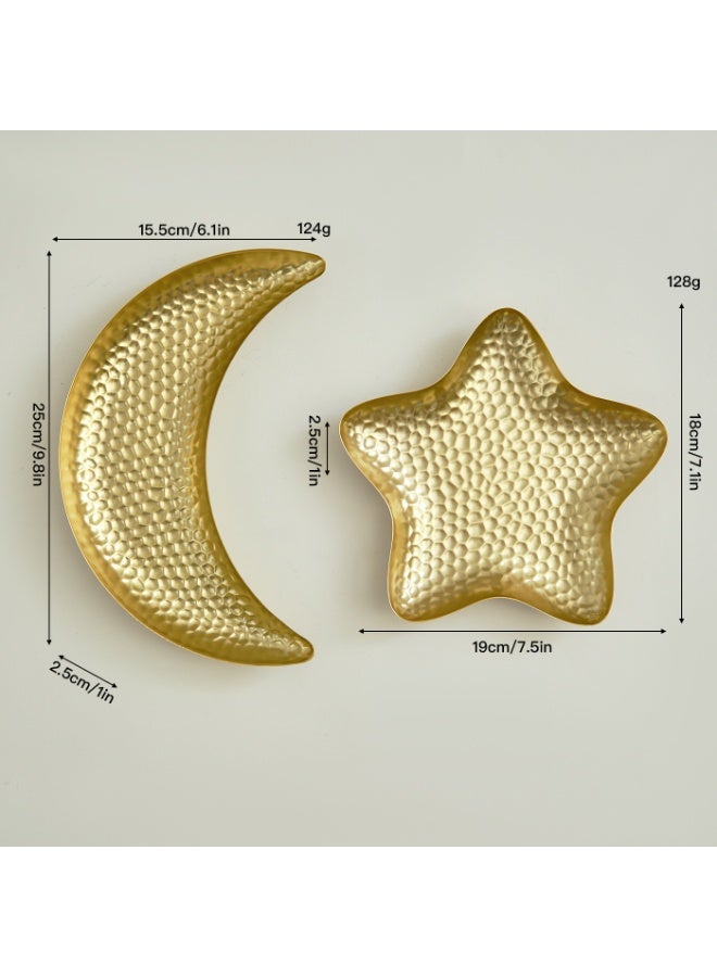 2 قطعة من صواني تقديم معدنية على شكل نجمة قمرية لرمضان لعيد مبارك، الإسلام، المسلمين، عيد الفطر، حفل إفطار، هلال، أطباق حديدية، ديكور طاولة، حامل عرض طعام ومعجنات وحلوى - Image 2