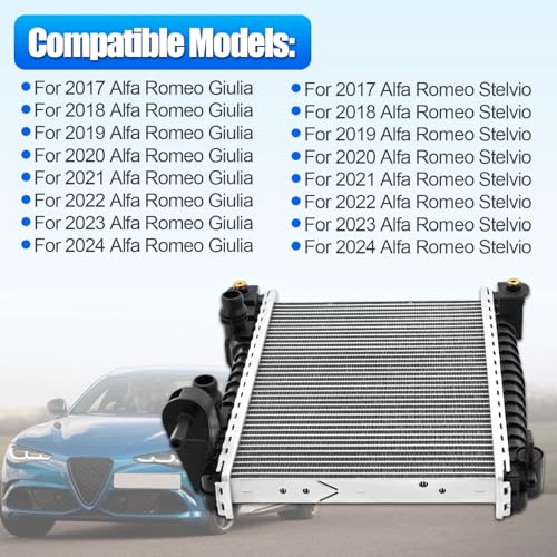 HonHuCo Right Radiator with Oil Cooler For Alfa Romeo Giulia Stelvio 2017-2024 2.0L 2.9L 50540153 - Image 4
