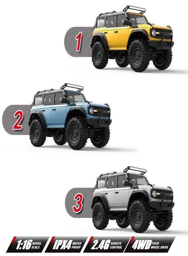 TOYDXXA RC Cars Remote Control Truck RC Rock Crawler 1:16 2.4G 4WD RTR All Terrain Hobby Off Road Truck Racing Vehicle Hobby Grade Model Yellow Vehicle with LED Light - Image 4