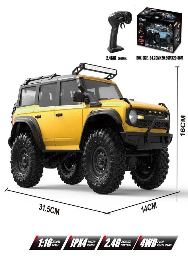 TOYDXXA RC Cars Remote Control Truck RC Rock Crawler 1:16 2.4G 4WD RTR All Terrain Hobby Off Road Truck Racing Vehicle Hobby Grade Model Yellow Vehicle with LED Light - Image 3