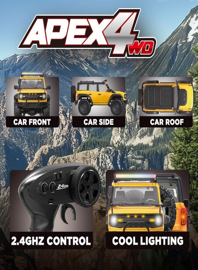 TOYDXXA RC Cars Remote Control Truck RC Rock Crawler 1:16 2.4G 4WD RTR All Terrain Hobby Off Road Truck Racing Vehicle Hobby Grade Model Yellow Vehicle with LED Light - Image 5