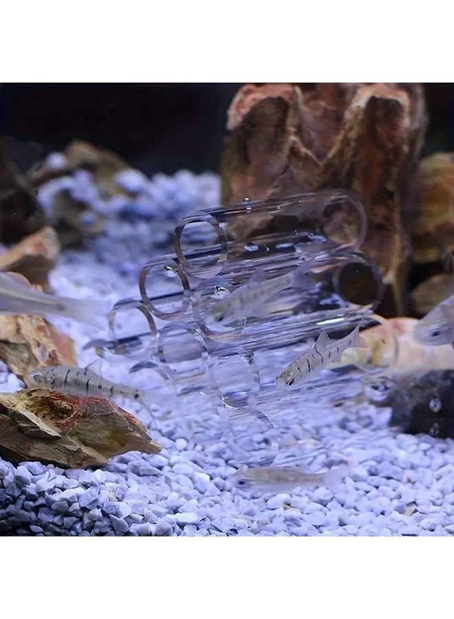 3 قطع أنابيب أكريليك كبيرة شفافة، زينة لحوض السمك، أنبوب اختباء وتغذية للأسماك والجمبري، ملجأ - Image 3
