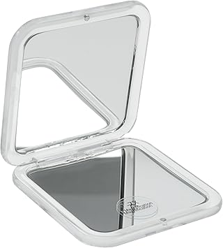 Fantasia Compact Mirror Square Plastic White DoubleSided Normal and 7x Magnification 85 x 85 cm Handy Folding Mirror - Image 1