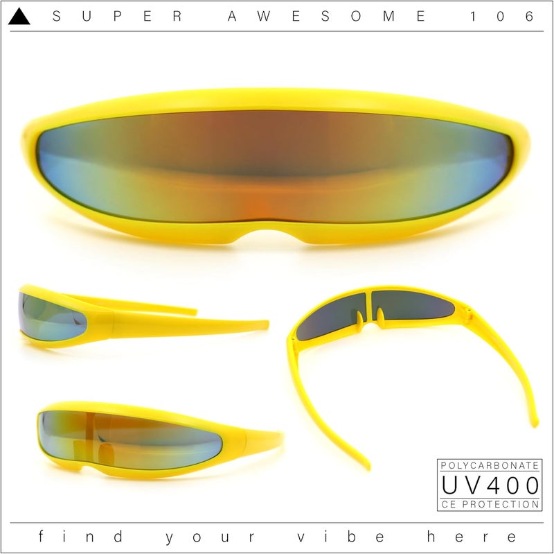 SA106 Mirror Lens Monolens Cyclops Robotic Futuristic Sunglasses - Image 4