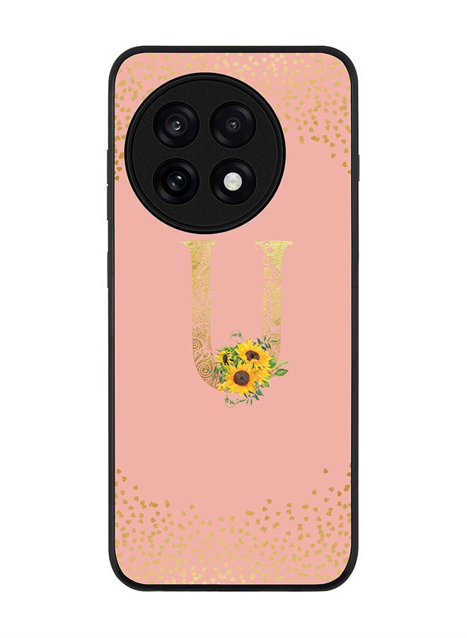 Stylizedd For OnePlus 13R / Ace 5 Pro Case,Slim fit Camera Protection, Shockproof Thin Phone cover  - Custom Floral Monogram - U  (Rose Pink )