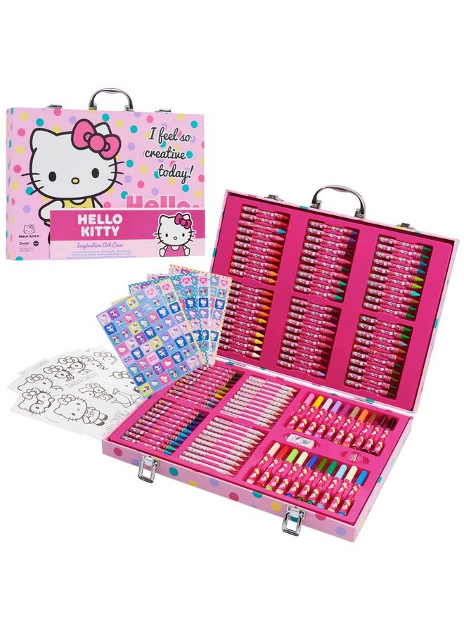 Hello Kitty مجموعة أدوات الرسم بأقلام ملونة هالو كيتي لوازم المدرسة للرسم للفتيات حقيبة سفر مع أقلام شمعية للفنون والحرف للأطفال من 4-12 - Image 1