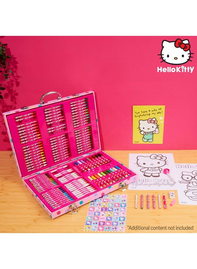 Hello Kitty مجموعة أدوات الرسم بأقلام ملونة هالو كيتي لوازم المدرسة للرسم للفتيات حقيبة سفر مع أقلام شمعية للفنون والحرف للأطفال من 4-12 - Image 2
