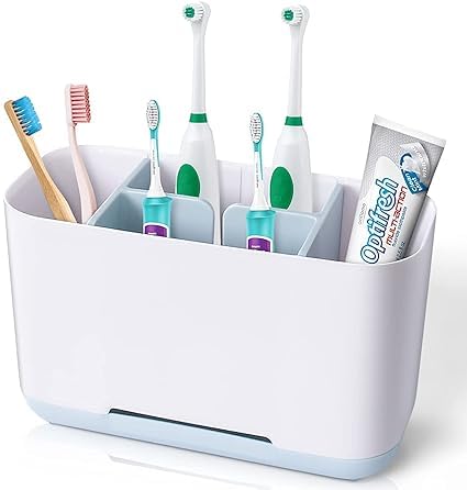 JALCON Bathroom Toothbrush and Toothpaste Organizer, Blue - Image 3