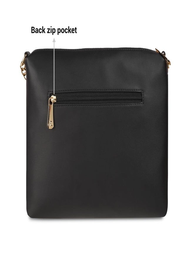 Mochi Women Black Zip Top Sing Bag (66-7673) - Image 4