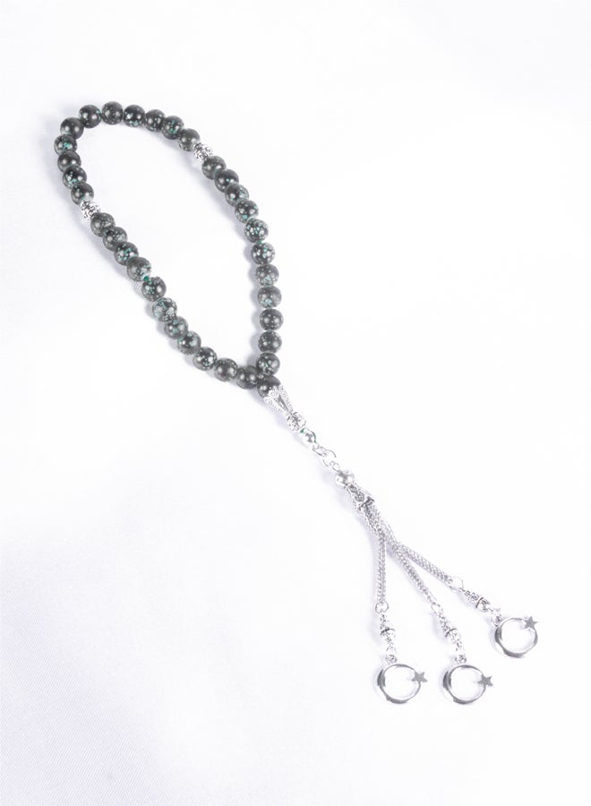 ذا بلاك بيرل اكسسوريز سبحة من حجر المرمر  الأسود الاخضر  من 33 حبة - Image 1