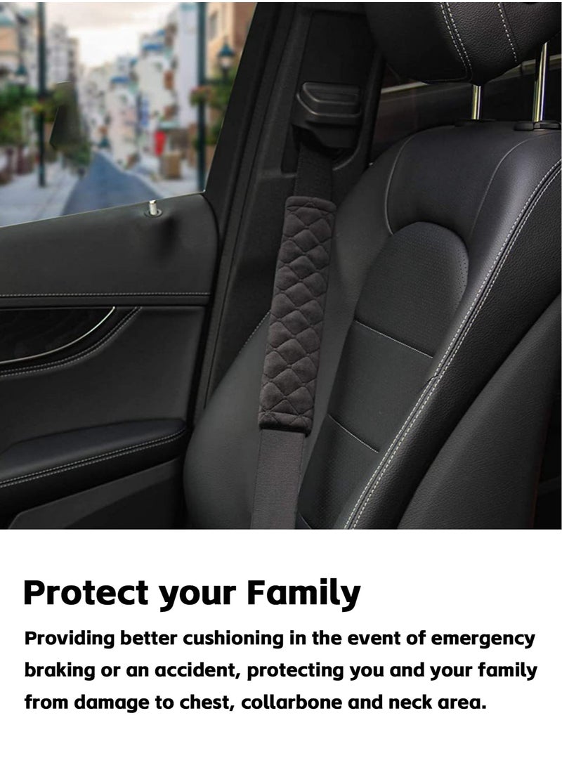 Teuuea - 8 Pieces Universal Car Seat Belt Pads Cover, Auto Seat Shoulder Neck Chest Protector, Harness Pad Belt Shoulder Strap Covers, Away from Seat Belt Rubbing, for All Cars, Adults and Children (Black) - Image 1