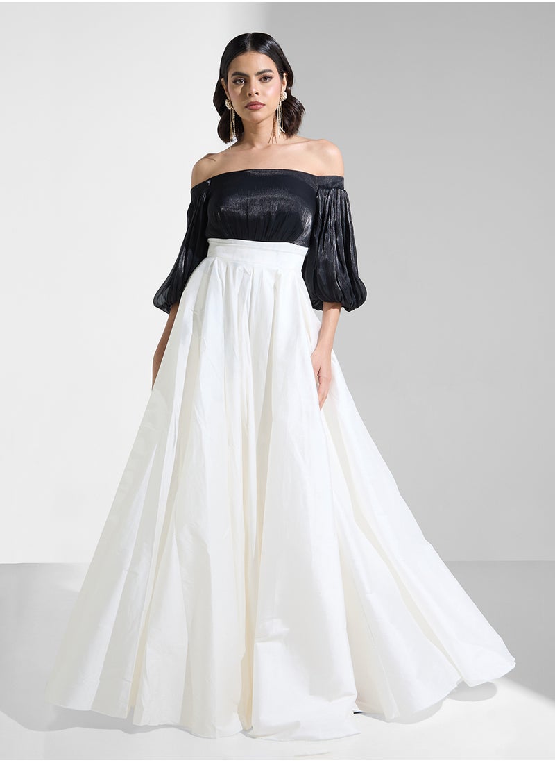 Iyra Bardot Balloon Sleeve Dress  - Image 1