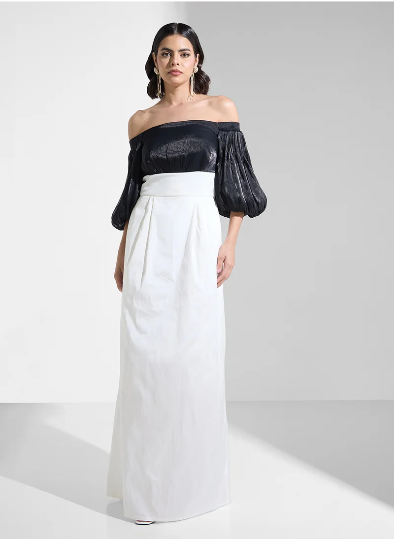 Iyra Bardot Balloon Sleeve Dress