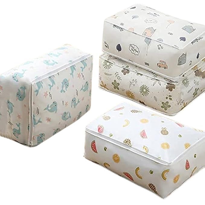 DASTAV Large Storage Bag Quilts Coats Blankets Bulky Items Dust Moisture Proof Washable Reusable PEVA Material Convenient Zipper Access Modern Design Pack of 4  - Image 1