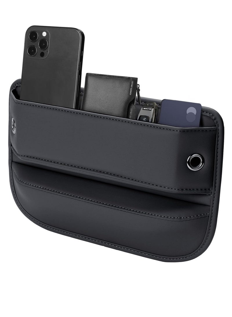 أم جي زي منظم فراغات السيارة من الجلد الفاخر، منظم فراغات مقعد السيارة، ملحقات السيارة للنساء والرجال، حشو فراغات مقعد السيارة الجانبي ووحدة التحكم، حقيبة تخزين جانبية للسيارة - Image 1