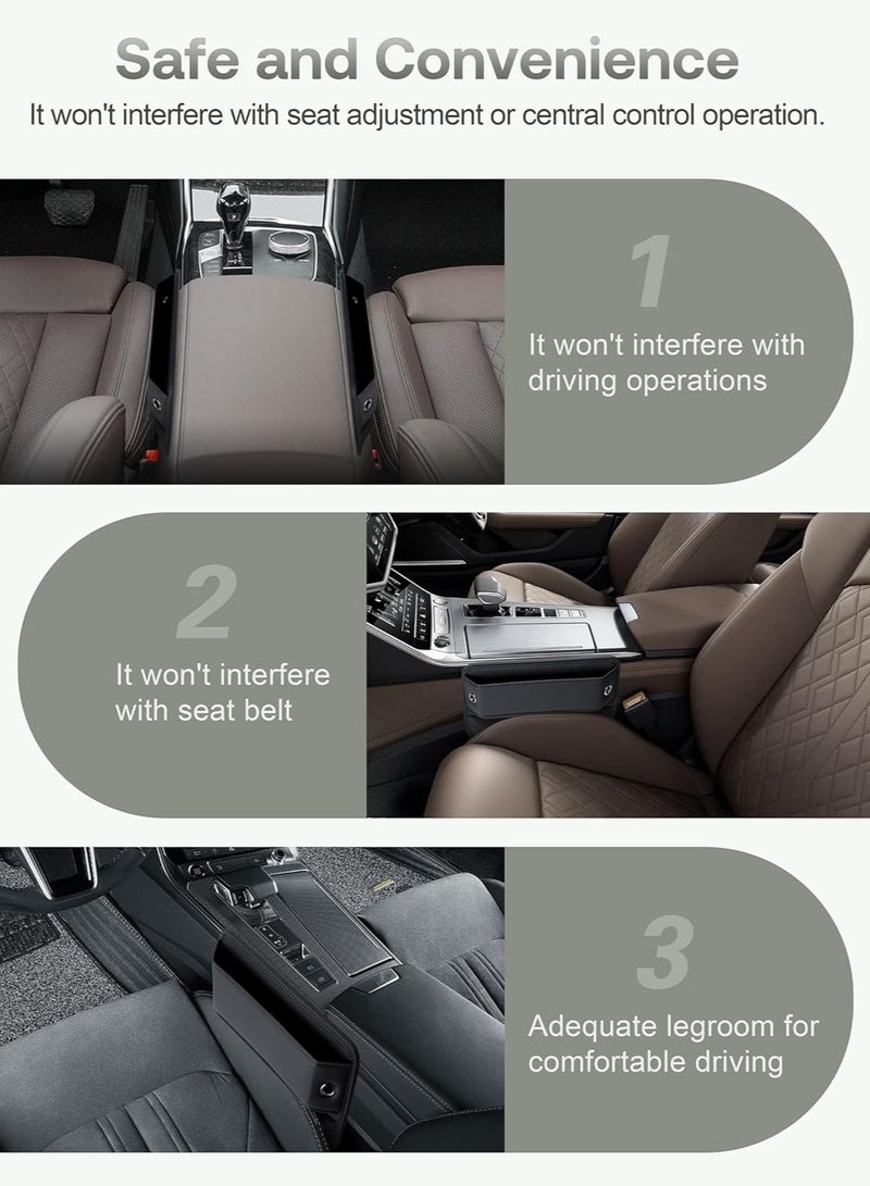 أم جي زي منظم فراغات السيارة من الجلد الفاخر، منظم فراغات مقعد السيارة، ملحقات السيارة للنساء والرجال، حشو فراغات مقعد السيارة الجانبي ووحدة التحكم، حقيبة تخزين جانبية للسيارة - Image 5