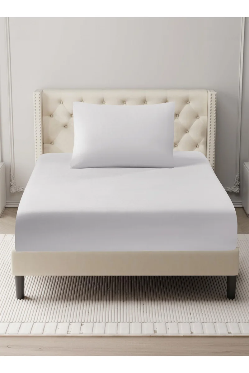 دوناتيلا Bedding Fitted Sheet - Fits 120x200 Cm For Single Bed - 2 Pcs (1 Fitted Sheet and 2 Pillowcases) - 35 Cm Deep Pocket - Solid Bed Sheet