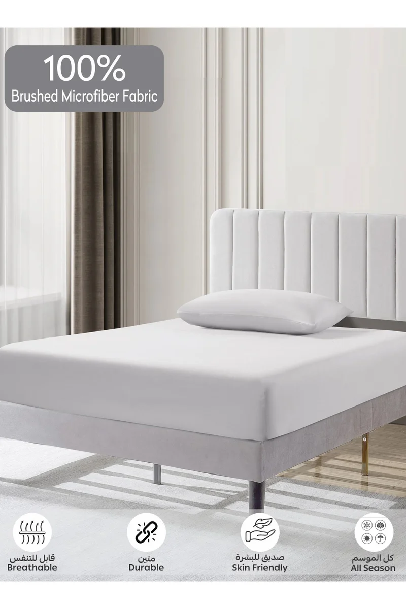 دوناتيلا Bedding Fitted Sheet - Fits 120x200 Cm For Single Bed - 2 Pcs (1 Fitted Sheet and 2 Pillowcases) - 35 Cm Deep Pocket - Solid Bed Sheet
