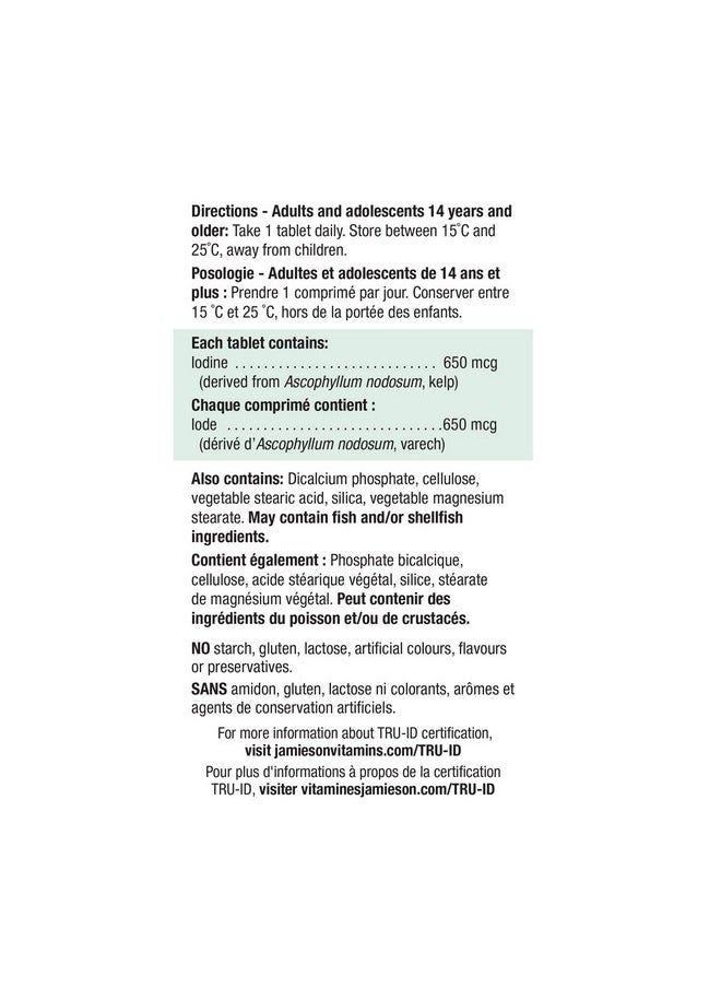 Jamieson Jamieson Kelp 650mg, 100 Tablets  - Image 3