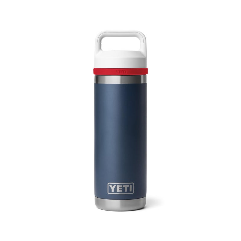 يتي زجاجة YETI Rambler سعة 18 أونصة معزولة بالفراغ من الفولاذ المقاوم للصدأ مانعة للتسرب مع غطاء متحرك، أزرق داكن/أحمر/أبيض - Image 3