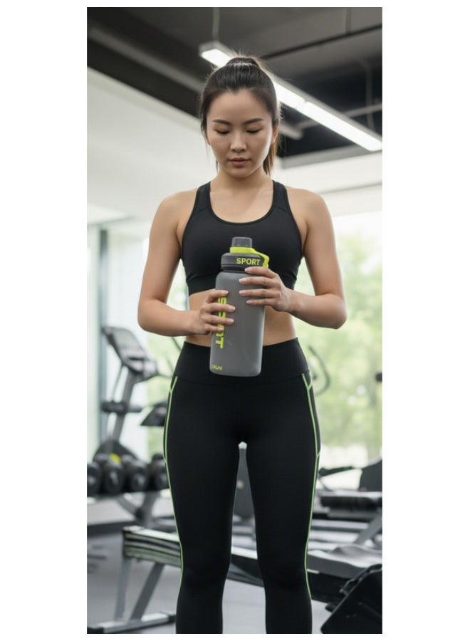EYUN Water Bottle 1000ML Large Capacity Drinking Bottle with Flip Lid and Carry Handle-Grey - Image 3