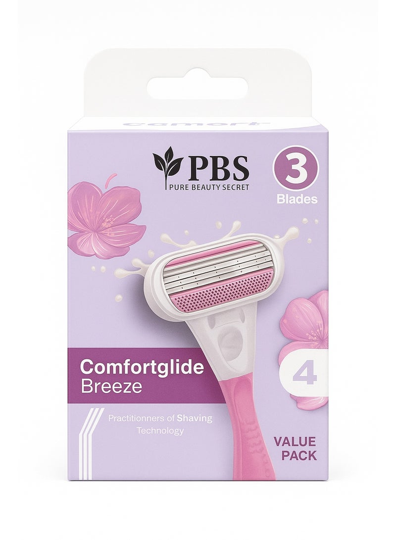 PBS Comfortglide Breeze – عبوة قيمة بثلاث شفرات (4 خراطيش)