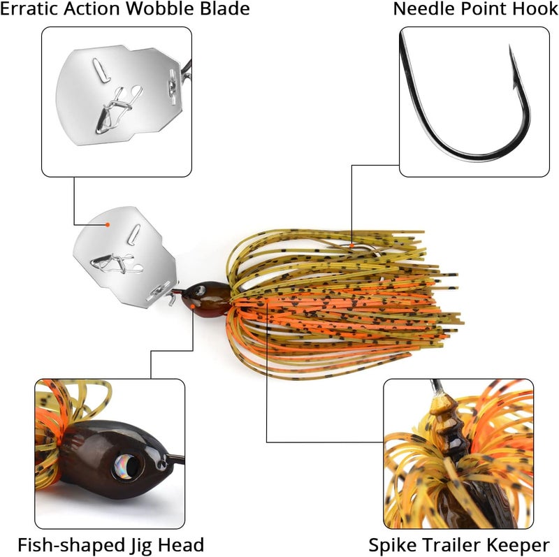 MadBite by KastKing Bladed Jig Fishing Lures, Multi-Color Kits, Irresistible Vibrating Action, Sticky-Sharp Heavy-Wire Needle Point Hooks, Popular 3/8 oz and 1/2 oz Sizes, Includes Storage Box - Image 2