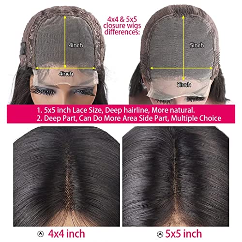 Daules 5x5 Lace Closure Wig Deep Wave 5x5 Hd Lace Closure Wigs Human Hair For Women 180% Density 100% Virgin Human Hair Free Part 5x5 Deep Curly Closure Wig Pre Plucked Realistic Looking 24 inch - Image 2