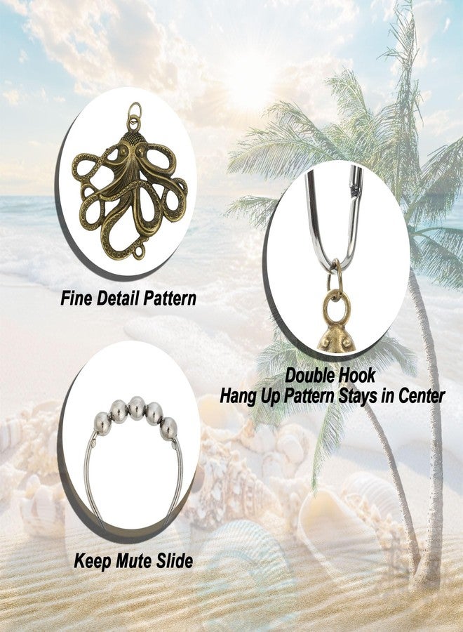 INSYOHO Beach Shower Curtain Hooks 12 Pcs - Ocean Shower Curtain Accessories with Seaside Bronze Hooks, 5 Nautical Designs (Starfish, Seahorse, Turtle, Whale, Octopus) for Coastal Bathroom Deco - Image 5