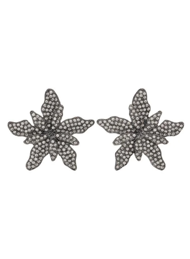 PARFOIS Flower Earrings With Crystals