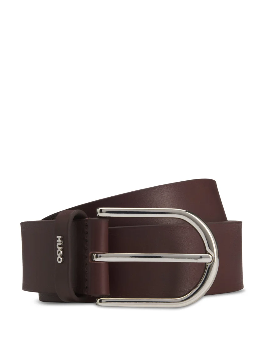 HUGO Leather belt with logo-lettering keeper