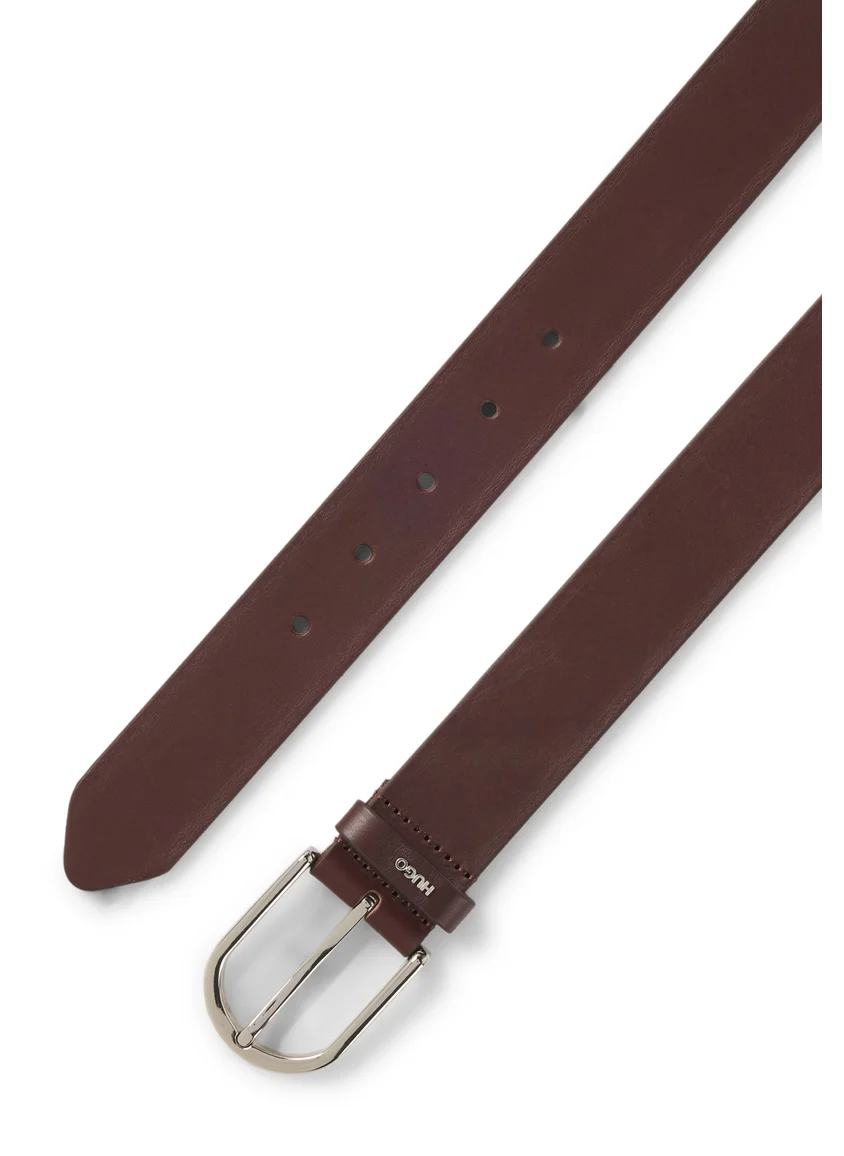 HUGO Leather belt with logo-lettering keeper