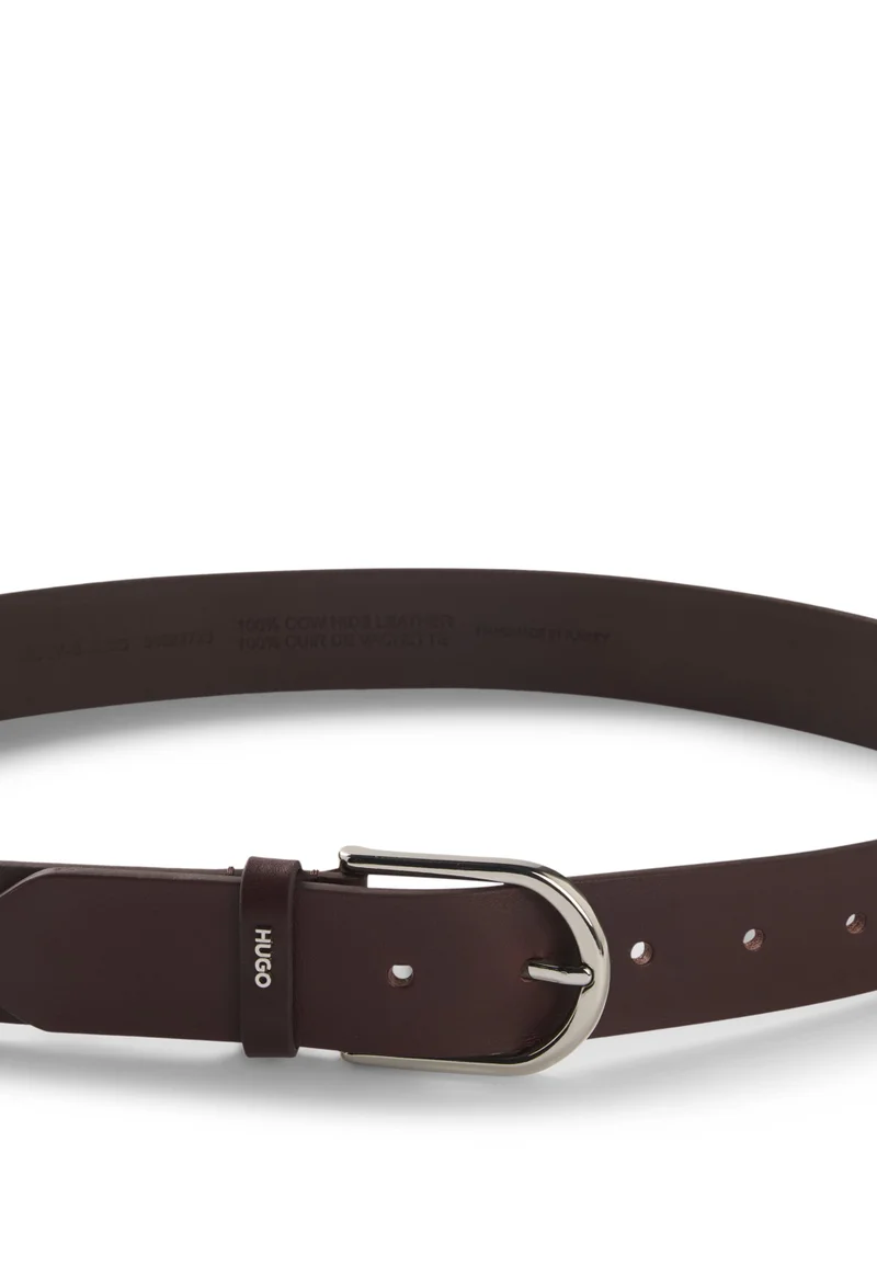 HUGO Leather belt with logo-lettering keeper