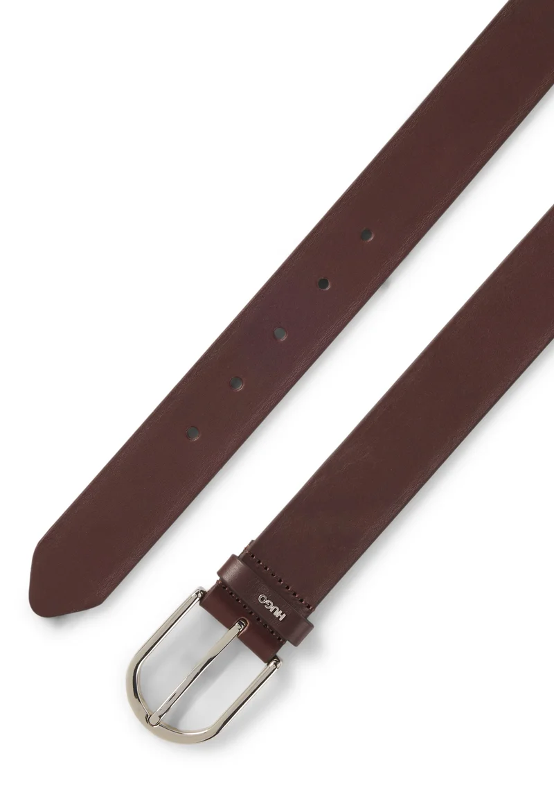 هوجو حزام جلدي بحلقة بشعار