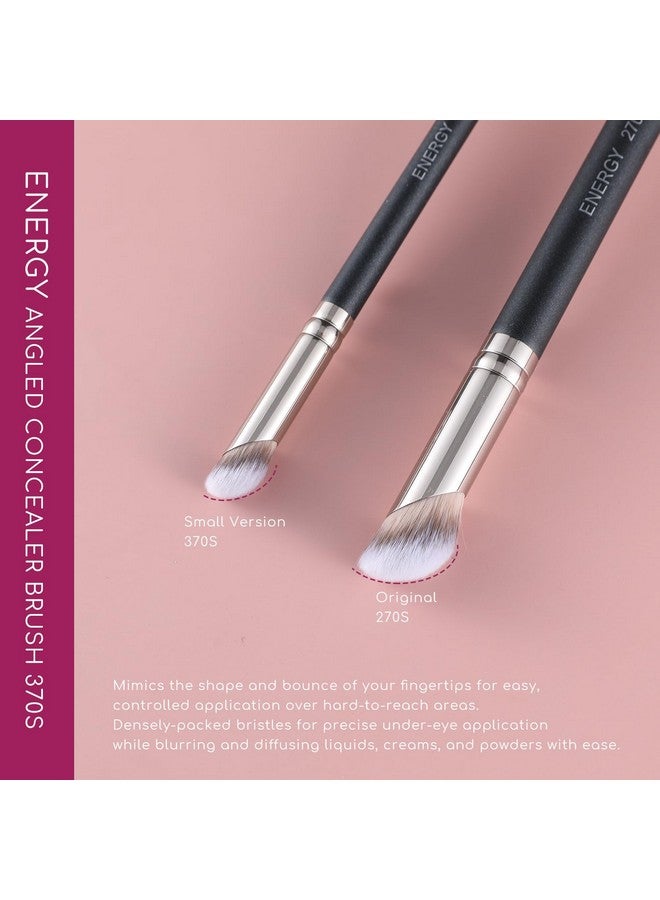 Energy Angled Concealer Brush Under Eye Dense Mini Eyeshadow Brush Vegan Synthetic Bristles For Liquid Cream Powder Cosmetics Blending Setting Concealing Medium Coverage - Image 3