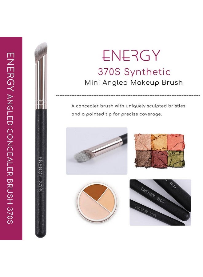 Energy Angled Concealer Brush Under Eye Dense Mini Eyeshadow Brush Vegan Synthetic Bristles For Liquid Cream Powder Cosmetics Blending Setting Concealing Medium Coverage - Image 2