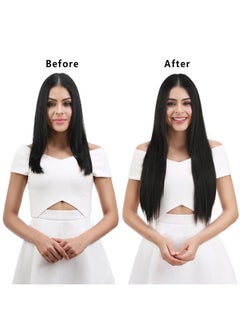 REECHO 26" Straight Super Long 4 PCS Set Thick Clip in on Hair Extensions Natural Black  - Image 3