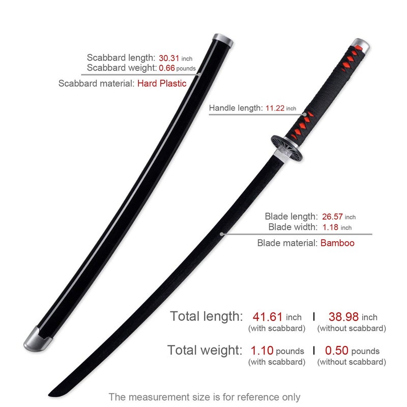 Zisu Anime Tanjiro Sword, About 41 inches, Hashira Pillars & Protagonist Sword, Anime Original Texture (Black-Tanjirou) - Image 2