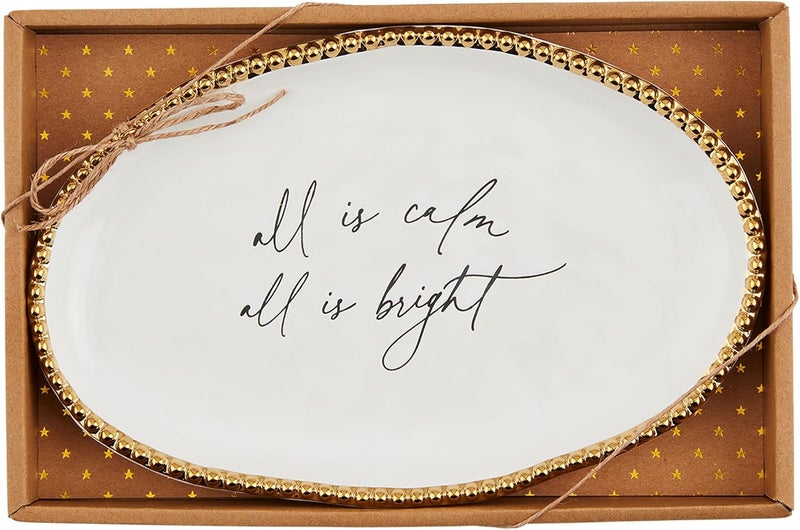 Mud Pie Calm Sentiment Plates 6 12 x 10 WHITE - Image 1