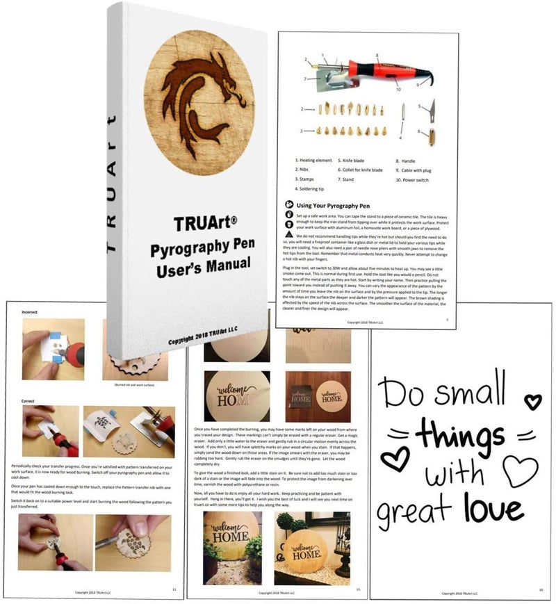 TRUArt قلم حرق الخشب TRUArt - أفضل مجموعة أدوات الحرف اليدوية لحرق الخشب - يأتي مع 21 رأس مختلف - وضع طاقة مزدوج - 30 واط و 15 واط، قرع - Image 4